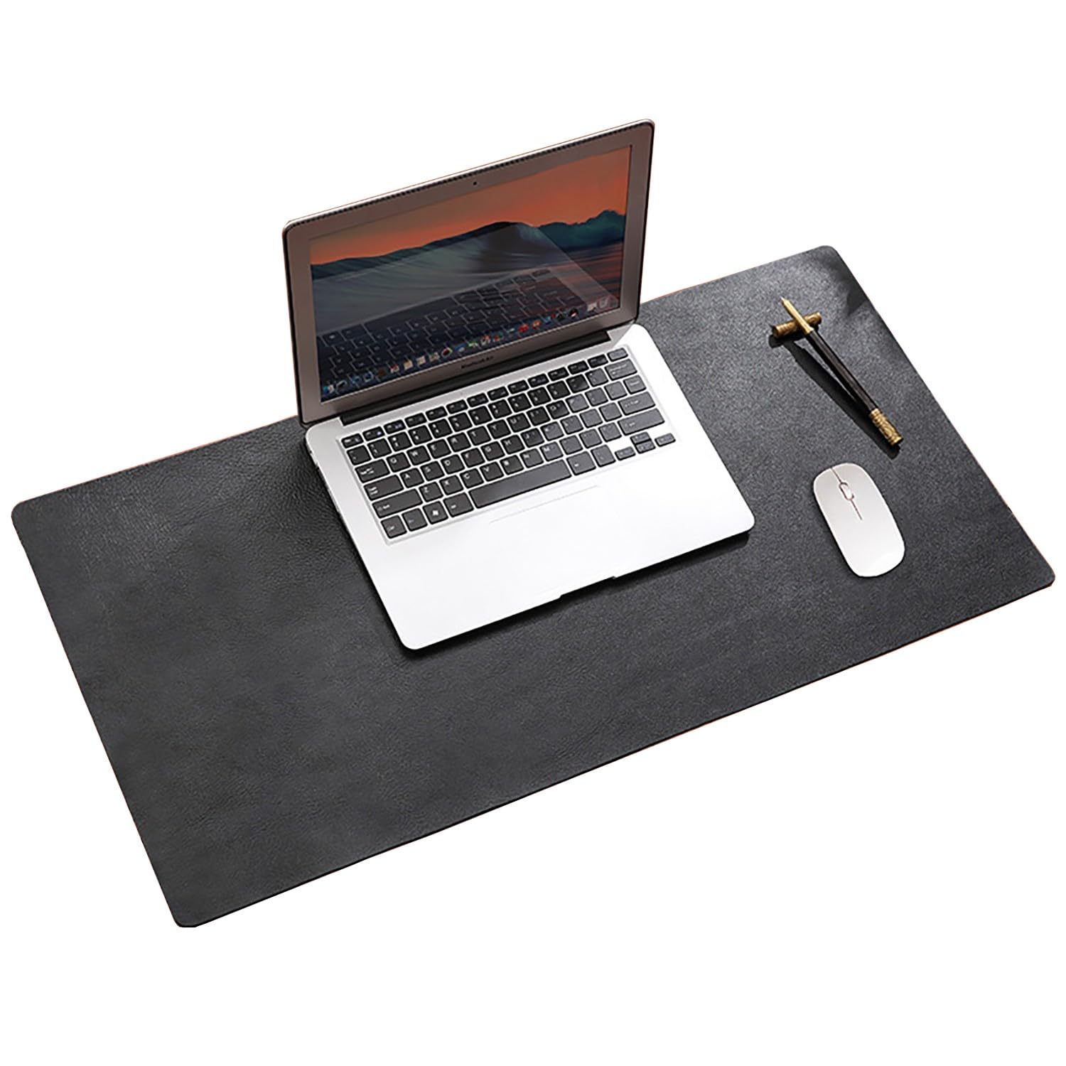 Tappetino da scrivania in vera pelle, Protezione impermeabile per Sottomano Scrivania per mouse, per proteggere la superficie della garantire il massimo comfort(Black,60x40cm)