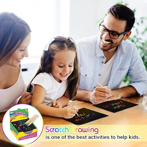 Miniatura 5 de ZMLM Regalo de Navidad para niña Kit de artesanía: papel para rascar arco iris, suministros de proyectos de arte mágico, actividad de dibujo para