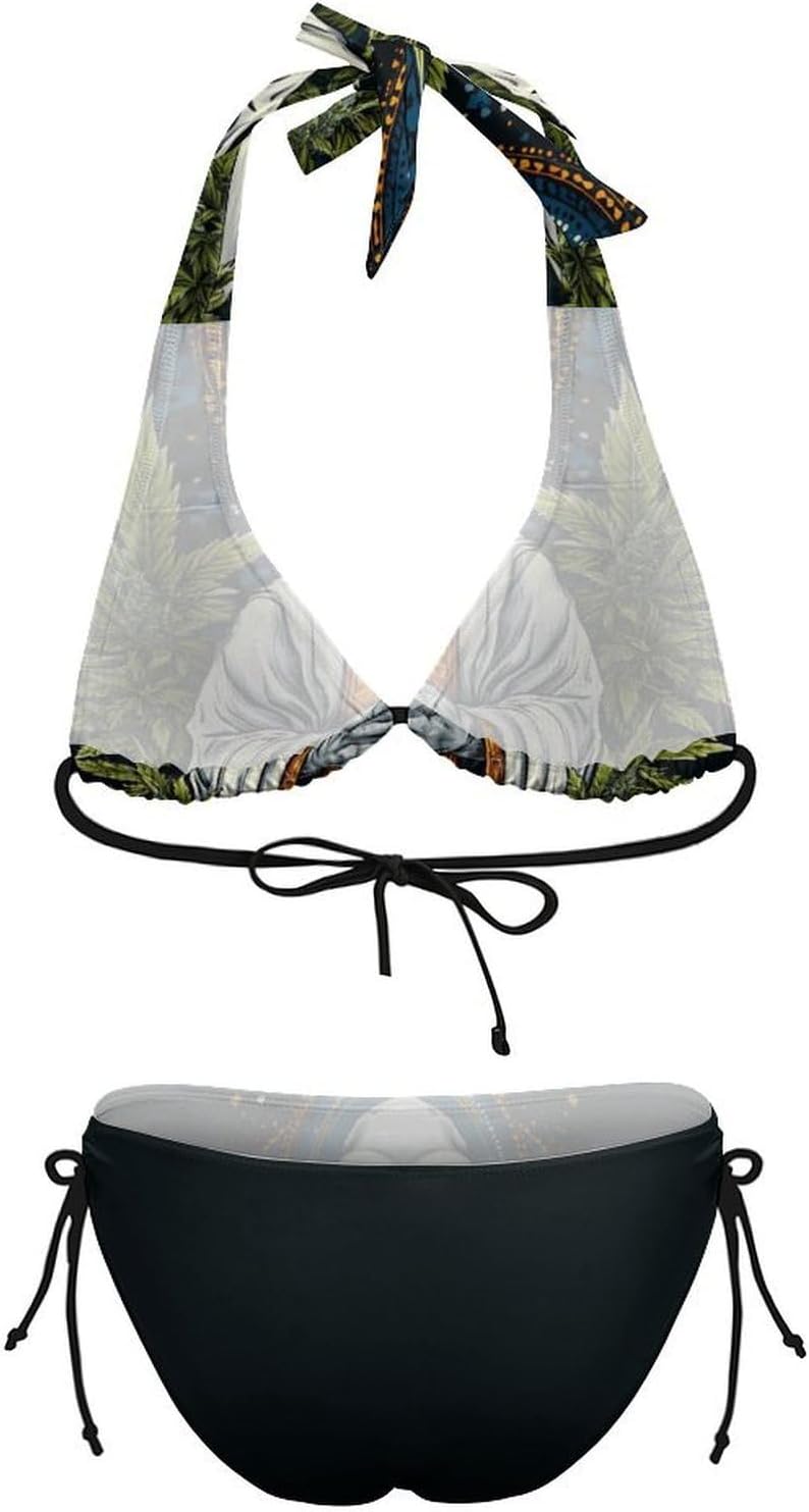 Aliens1 and Weed1 Novelty Women's 2 Piece String Bikini Set Swimsuits Bathing Suit Swimwear