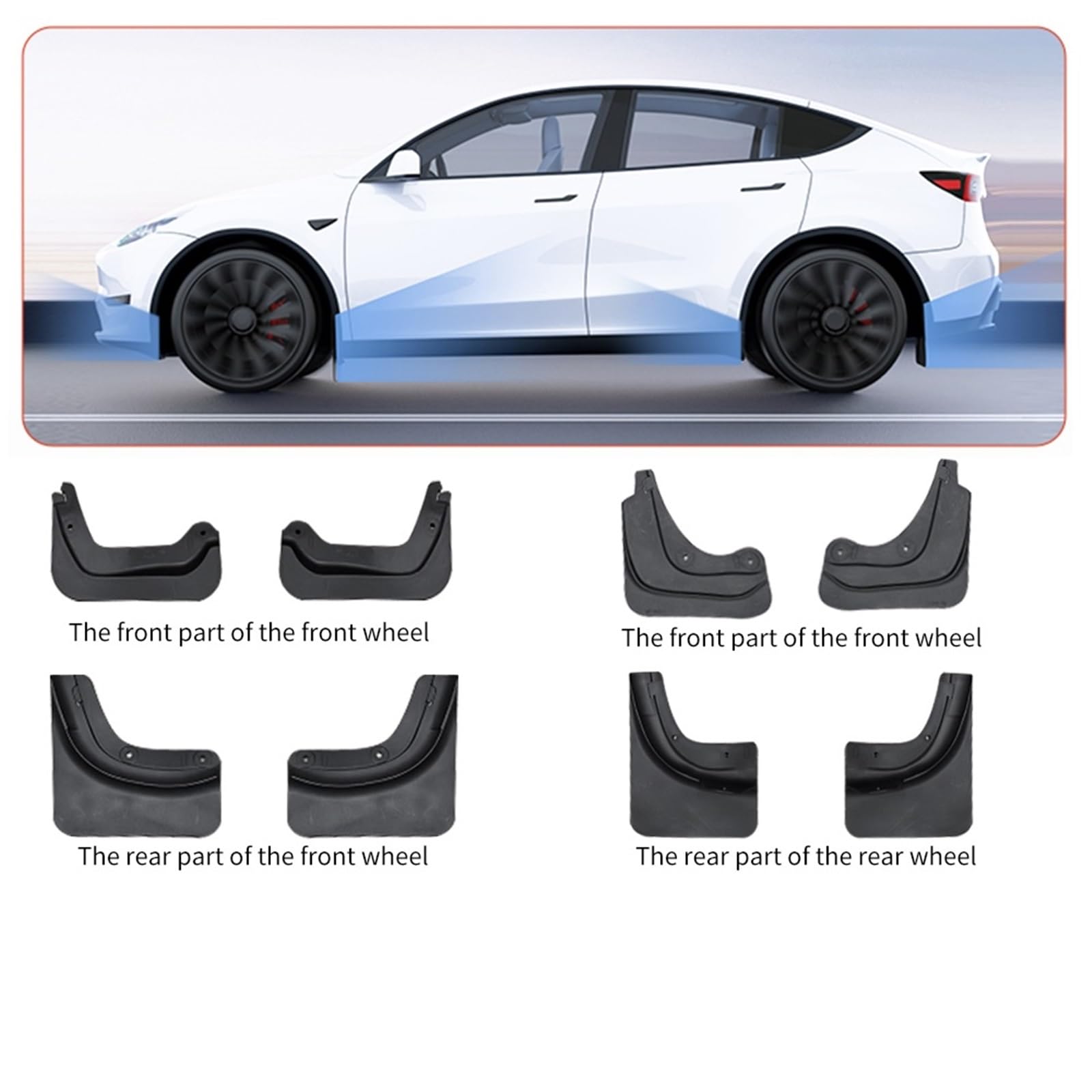 Błotniki do opon samochodowych Pasuje do Tesla Model 3 Highland Y Juniper 2021-2026 dedykowane akcesoria samochodowe błotnika TPE z przodu i tyłu ochraniacz błotnika zderzaka(E)