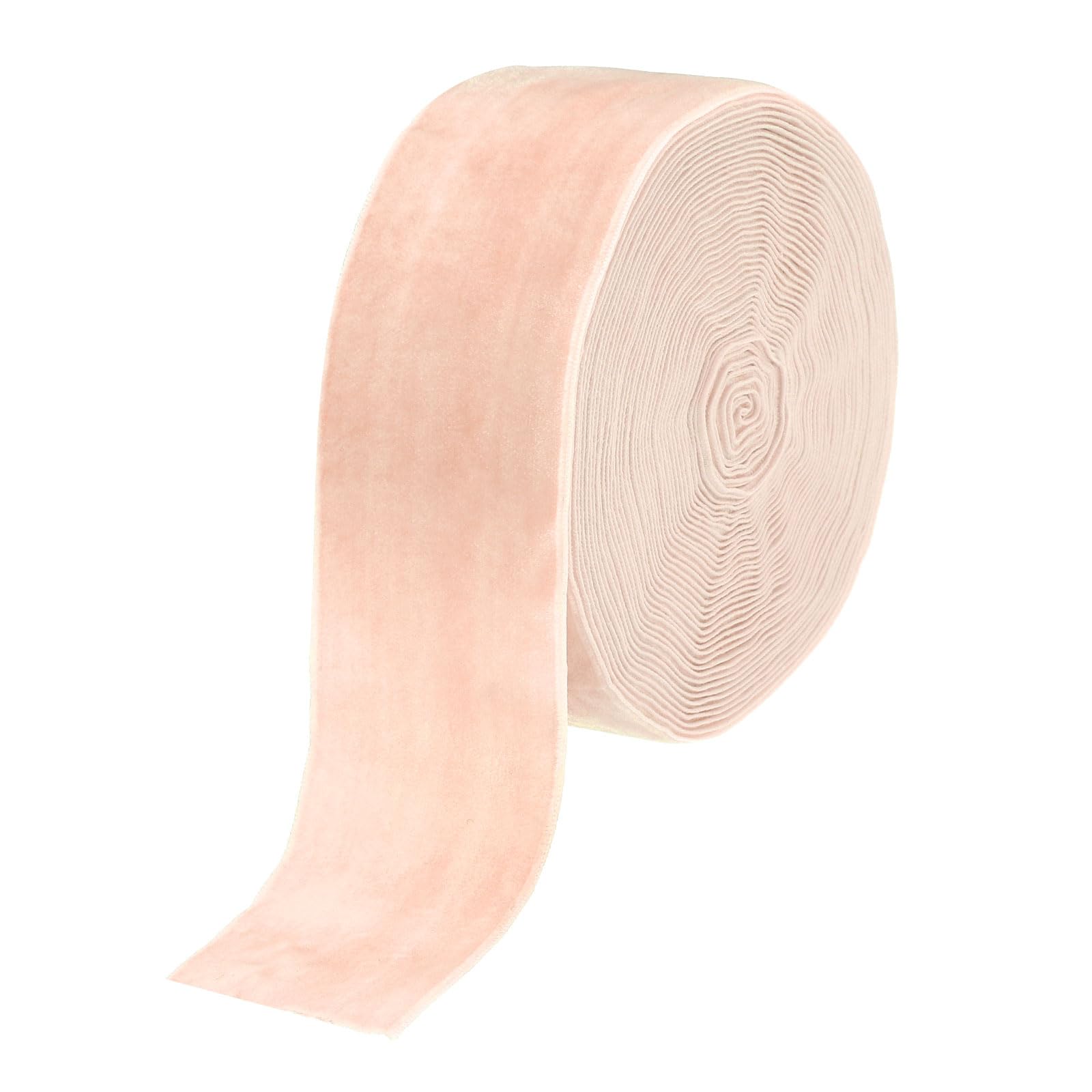 sourcing map Velvet Ribbon 2 Inch x 10 Yard Single Face Spool Silky Velvet Fabric for Bouquets DIY Crafts Gift Wrapping Wedding Party Pale Pink