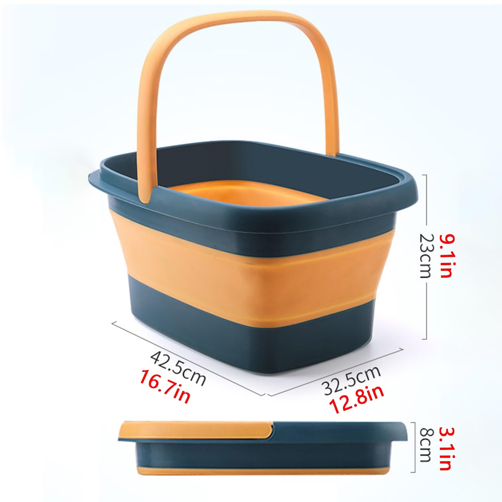 Bacino for I Piedi Ammollo, Pieghevole Fino A Soli 3,1 Pollici for Riporlo | Doppi Punti di Massaggio Integrati, Design Approfondito Ad Alta Capacità(Blue,16.7x12.8x9.1in)