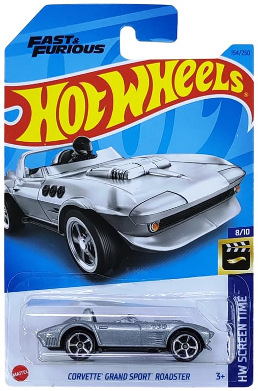 Image of Hot Wheels Corvette Grand Sport Roadster HW Screen Time Ages 3 and Up 154 /250(Grey)