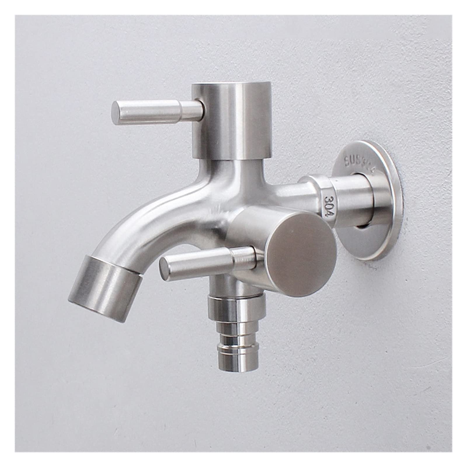 Rubinetto per lavatrice in acciaio inox 1 in 2 out Rubinetto multifunzionale Rubinetto doppio Giardino Bagno Cucina Mop Rubinetto (A1)