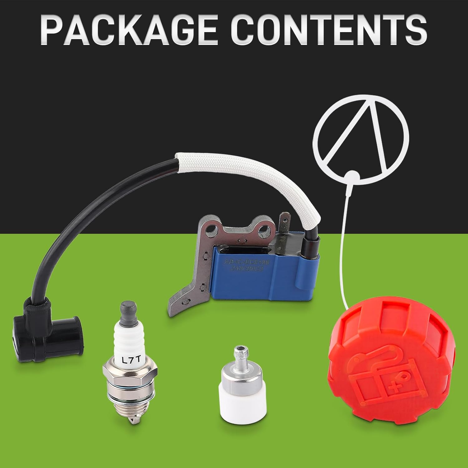A411001750 Ignition Coil Module Compatible with Echo PB-2520 PB2520 PB 2520 Leaf Blowers with Fuel Filter Spark Plug Fuel Cap A10083