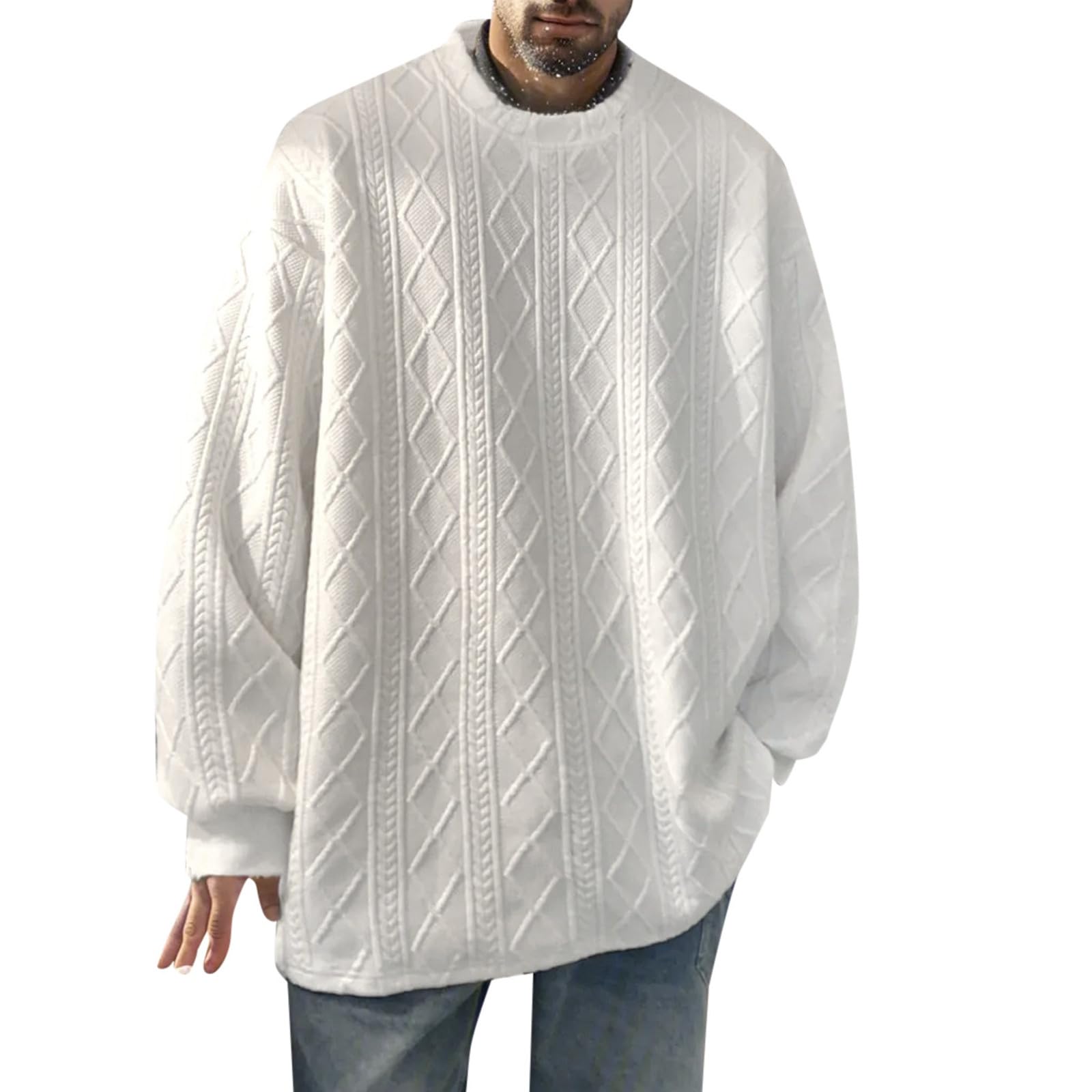 Cable Knit Loose Pullover Sweater Plus Size Sweaters For Men Cable
