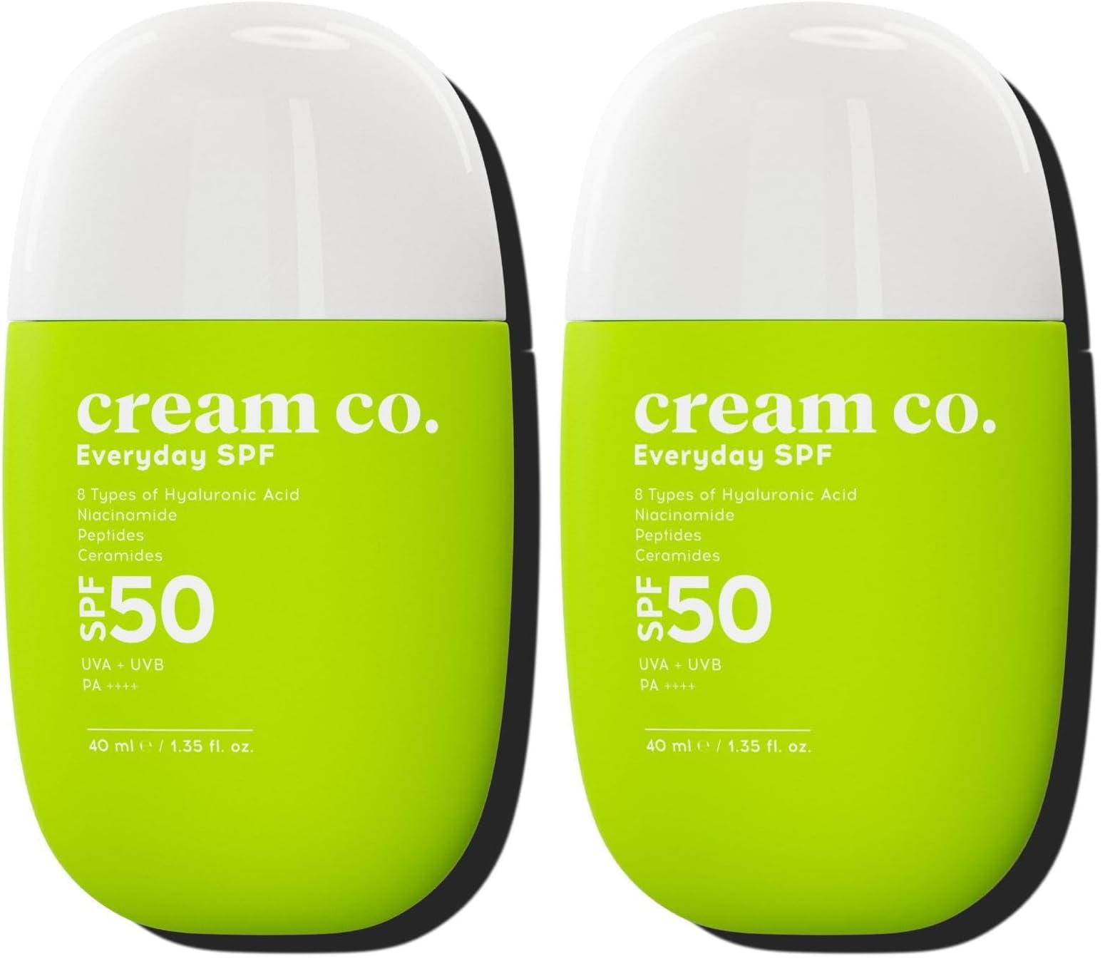 Cream Co. SPF50 Güneş Koruyucu Krem, Leke Karşıtı Nemlendirici Aydınlatıcı, 40 ML, Güneş Serumu (2 paketi)