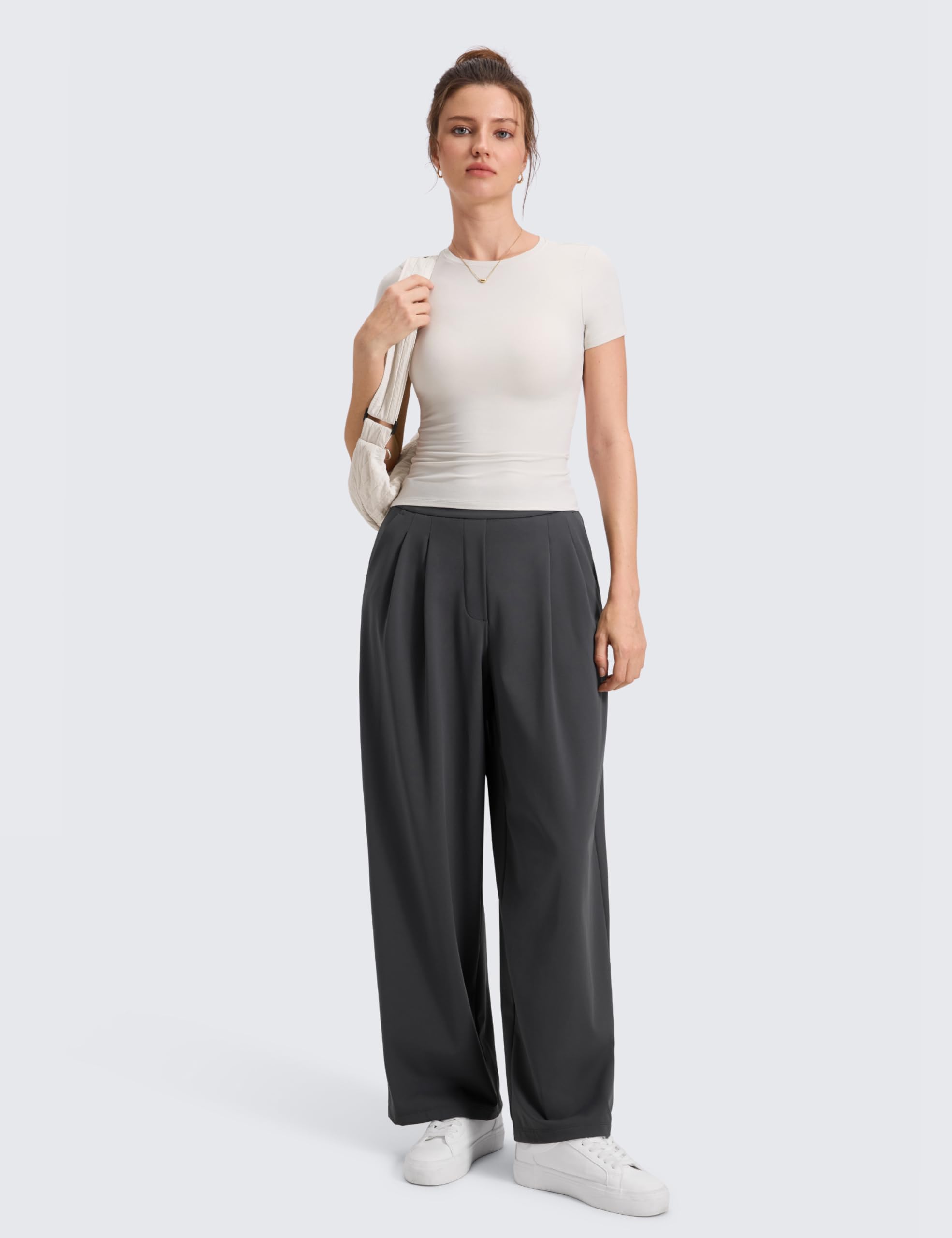 CRZ YOGA 4-Way Stretch Pantalones de Trabajo de Pierna Ancha para Mujeres