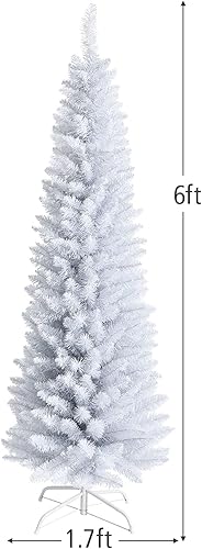 Miniatura 7 de Goplus - Árbol de Navidad artificial cónico de 6 pies, 340 puntas de rama, agujas de cloruro de polivinilo premium, delgado con soporte de metal