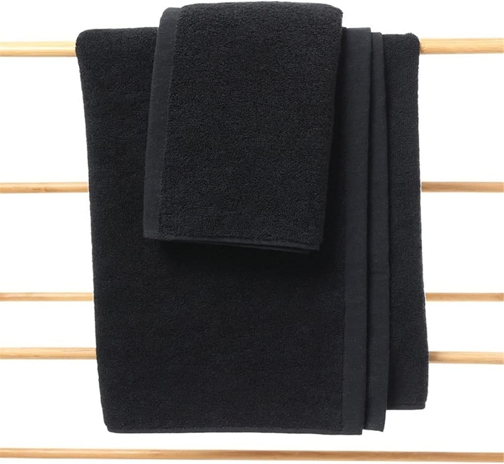 1 Piece Black Large Bath Towel Cotton Thick Shower Face Towels Home Bathroom Hotel (Color: Black, Size: 27.6 x 55.1 inches (70 x 140 cm) (Black 13.4 x 29.5 inches (34 x 75 cm)