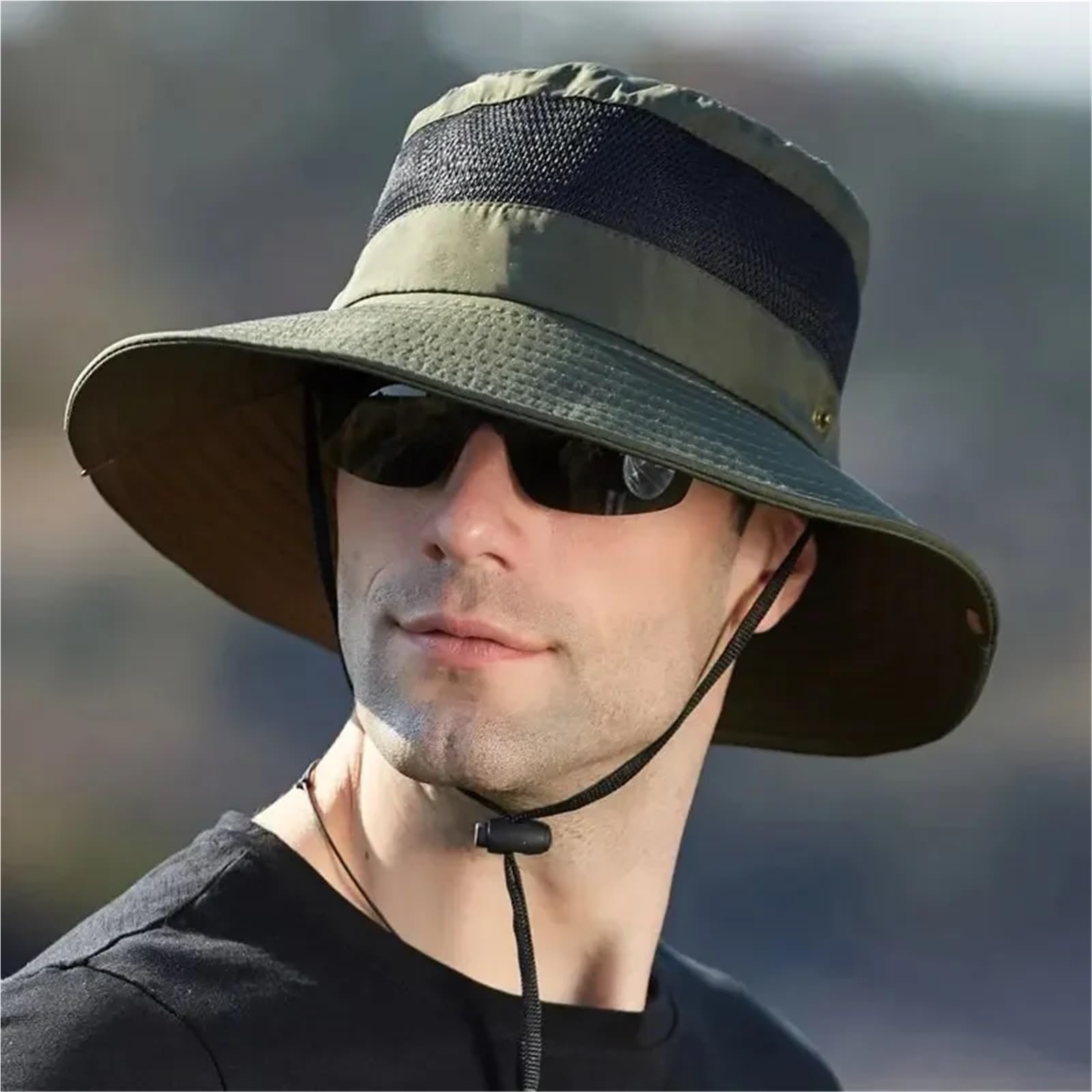 Cappello da pescatore traspirante estivo in poliestere alpinismo all'aperto grande parasole per indossare
