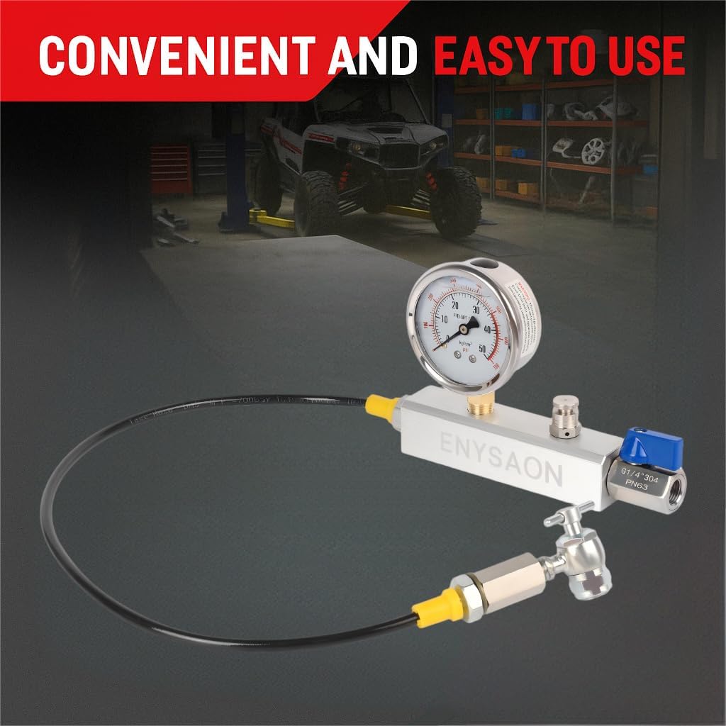 Nitrogen Shock Fill Kit with 700Psi Nitrogen Gauge and G1/4 & Schrader Valve Nitrogen Regulator Shock Fill No Loss Chuck Tool for ATV, ATC, UTV, Off-Road Bike, Dirt Bike