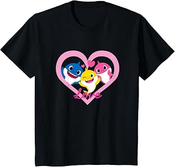 Baby Shark Family Love Pink Hearts T-Shirt