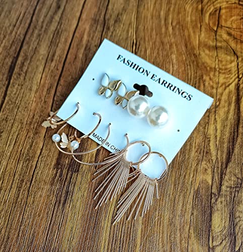 Image of ANNACREATIONS Stylish combo of pearl stud hoop earrings set for Women Girls