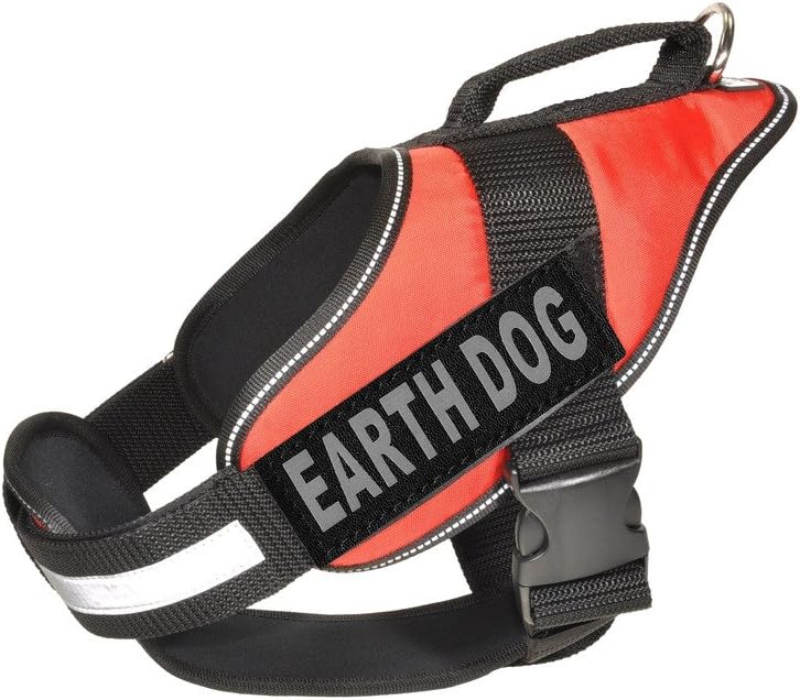 Dogline Alpha Nylon Service Vest Harness with Earth Dog Velcro Patches, X-Large, Red