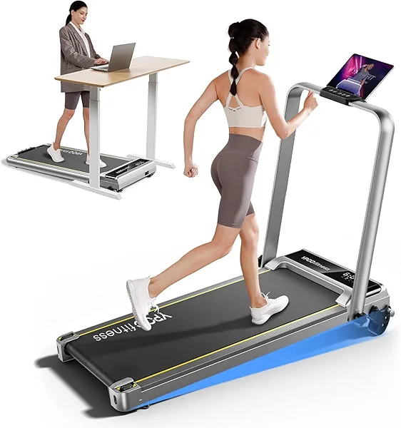 YPOO Walking Pad with Handles, Walking Pad Treadmill with Incline, 3 in 1 Foldable Treadmills for Home Office, Portable Under Desk Compact Design
