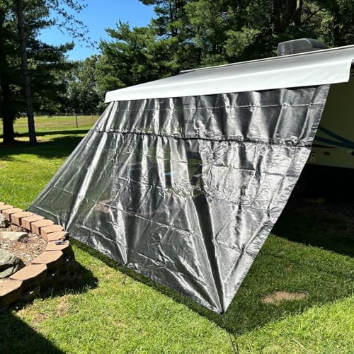 Wioukeva 999UZYL917BK Rv Awning Shade Screen With Zipper 9'X17'3'', Black Mesh Camper Awning Shade Screen thumb #6