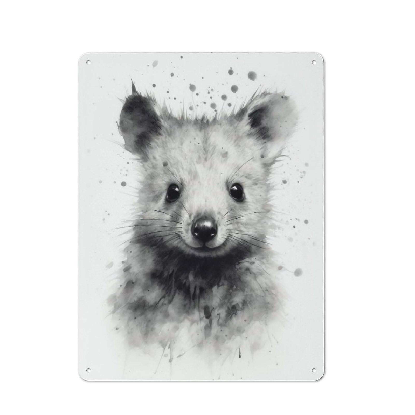 Junmoney Quokka Beauty Watercolor Vintage Metal Sign 40X30cm, Bistro Style Bistro Wall Plaque For Cafe, Bistro, Bakery Or Restaurant
