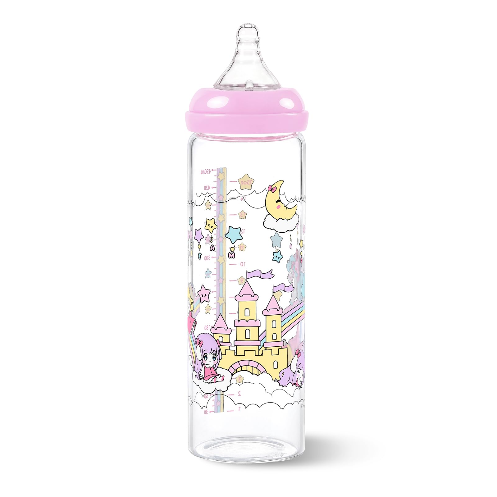 LittleForBig Adult Baby Bottle Ultra Printed Specialty Oversized Glass Feeding Fairy Littles in Dreamland Pattern