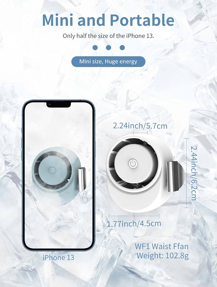 Ventilatore portatile senza foglie con clip per cintura 3 livelli di