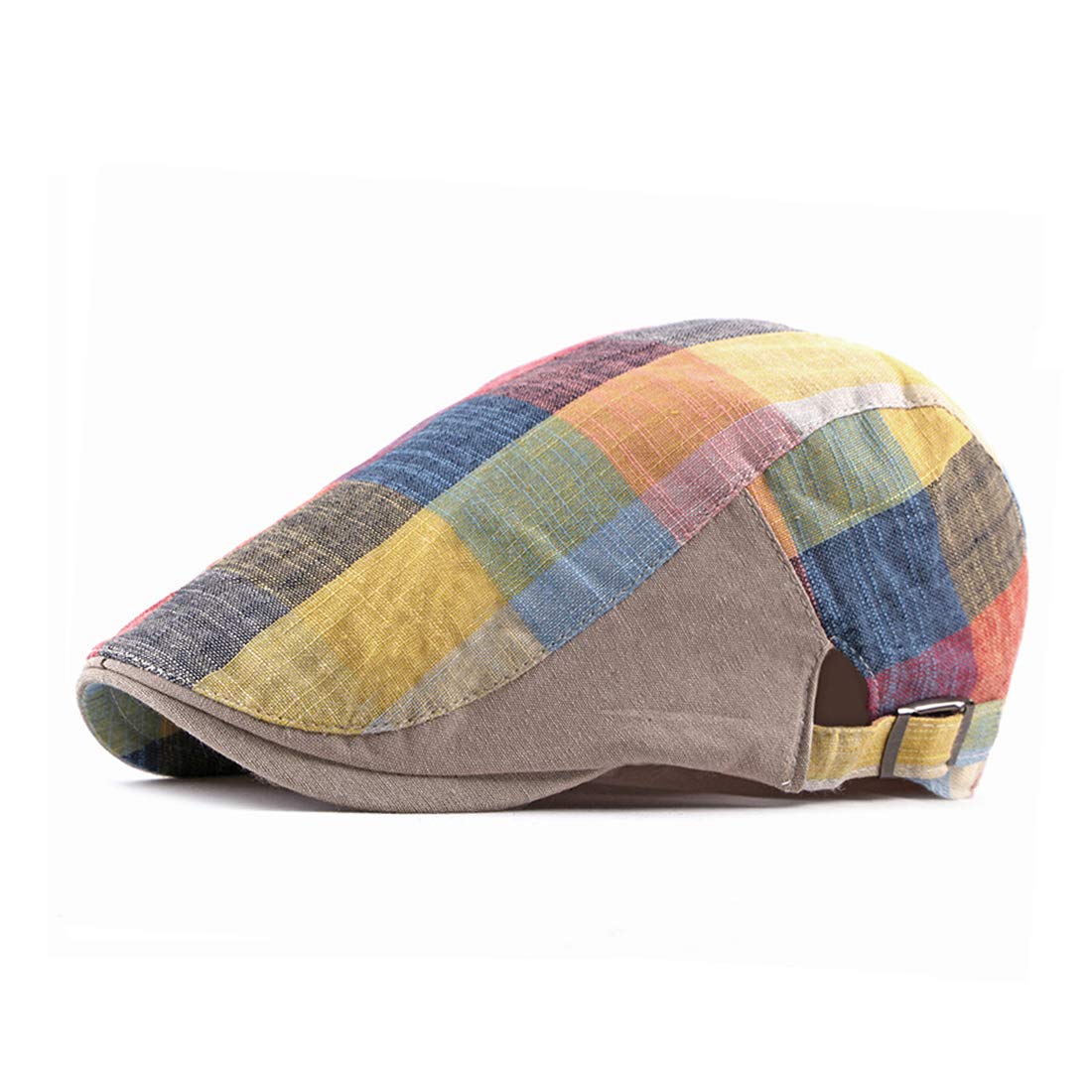 Męska Czapka Gatsby Unisex Flat Cap Newsboy Berety Kaszkiety Wzór w kratęv (Żółty)
