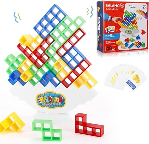 Miniatura 2 de CAMDAN. Juego de 48 piezas Tetra de equilibrio y balanceo de bloques de ataque apilables, torre de apilamiento para niños y adultos
