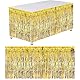 Qililandiy 2 Stück Lametta Vorhang Glitzer Vorhang Party Deko Tisch Folienfransen Vorhang 75 x 275cm für Partydeko Geburtstag Verlobung Hochzeit (Gold)