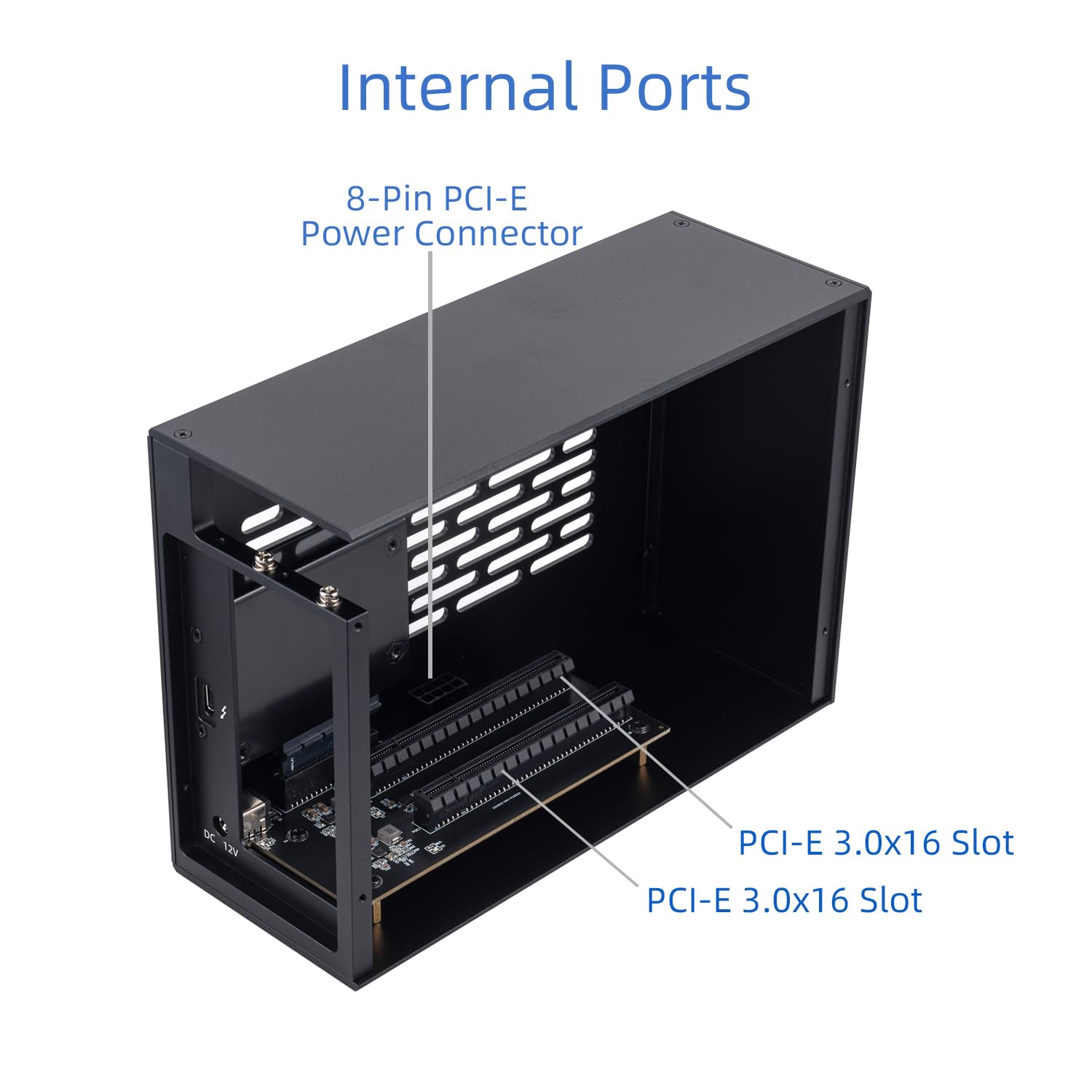 Chassis di espansione PCIe Thunderbolt da 3 a 2, alloggiamento esterno con due slot PCI Express, doppio dock PCIe per laptop/NUC, uscita TB3, supporta schede DeckLink su Windows/Mac (MK-Q2L