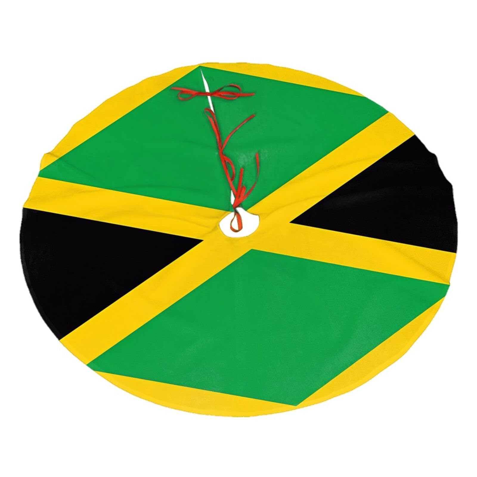 Jamaica Flag Printed Christmas Tree Skirt Christmas Plush Tree Skirt 36 inches (about91 cm) ChristmasIndoor and Outdoor