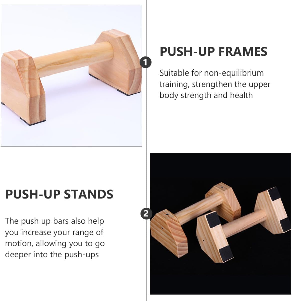 DECHOUS Push up Bars Wooden Push-up Frames 30cm Pine Wood Trainer Push-up Stands for Personal Muscle Fitness Strength Training Equipment (1 Pair)
