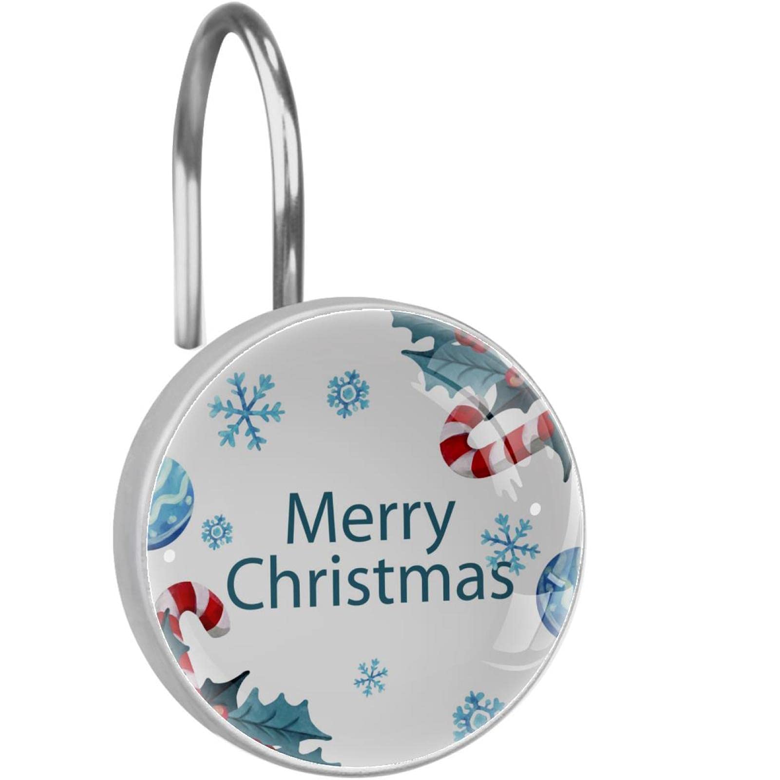 Anneaux en acier inoxydable de rideau de douche au design de Noël