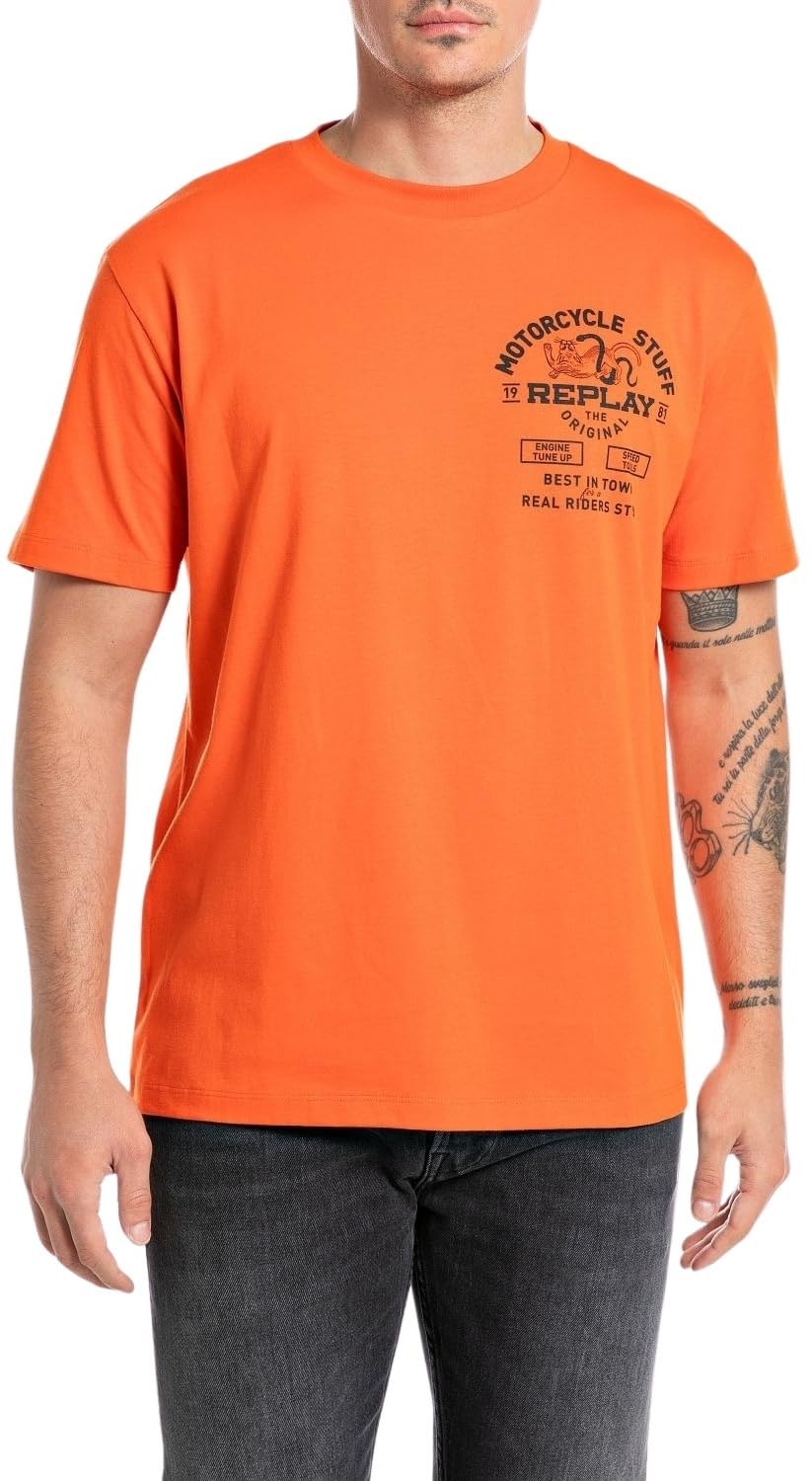Replay Men's Short-Sleeved T-Shirt with Logo Print
