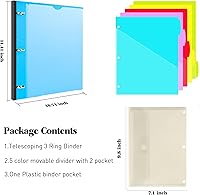 Vista 2 de INFUN Carpeta organizadora de proyectos telescópica de 3 anillos de 1 pulgada, 13 bolsillos, cubierta frontal personalizable, divisor de bolsillo