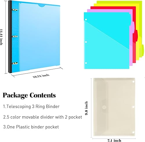 Miniatura 2 de INFUN Carpeta organizadora de proyectos telescópica de 3 anillos de 1 pulgada, 13 bolsillos, cubierta frontal personalizable, divisor de bolsillo de