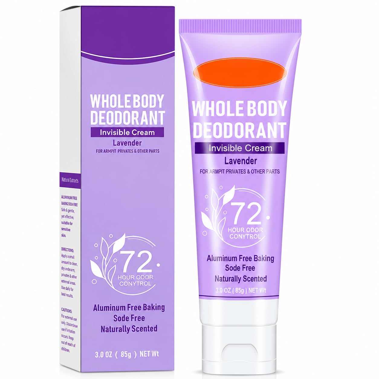 Body Deodorant Cream for Underarm & Intimate Areas 85g | 72-Hour Odor Control, Unscented, Cream Formula-image-4