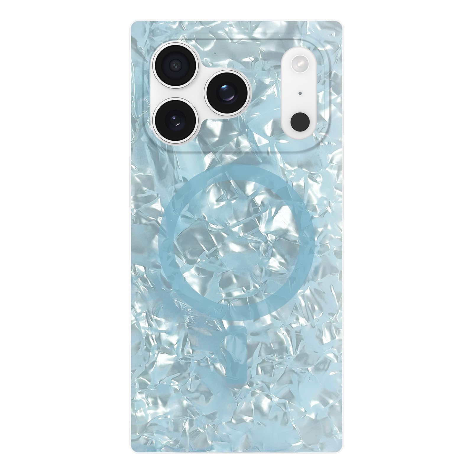 Flaunt Official Square Protective Case - Compatible with iPhone 17 Pro - Compatible with MagSafe & Wireless Charging - Drop-Tested & Shockproof - (ICY Blue Pearl)
