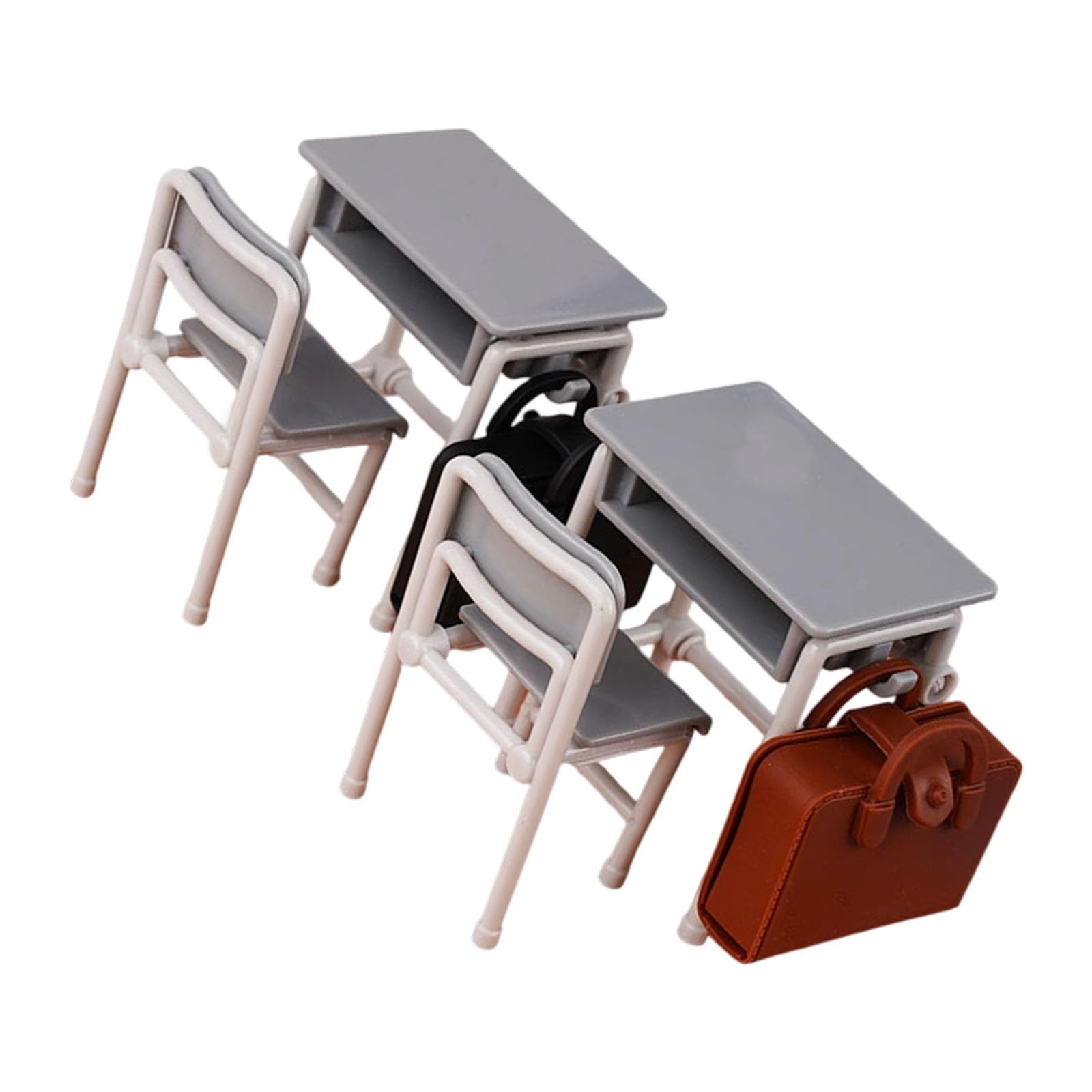 Buxuaaaa Interactive Miniature School Classroom Desk Furniture Set for Educational Demonstration Study Scene Display Accessory Miniature School Backpack Desk
