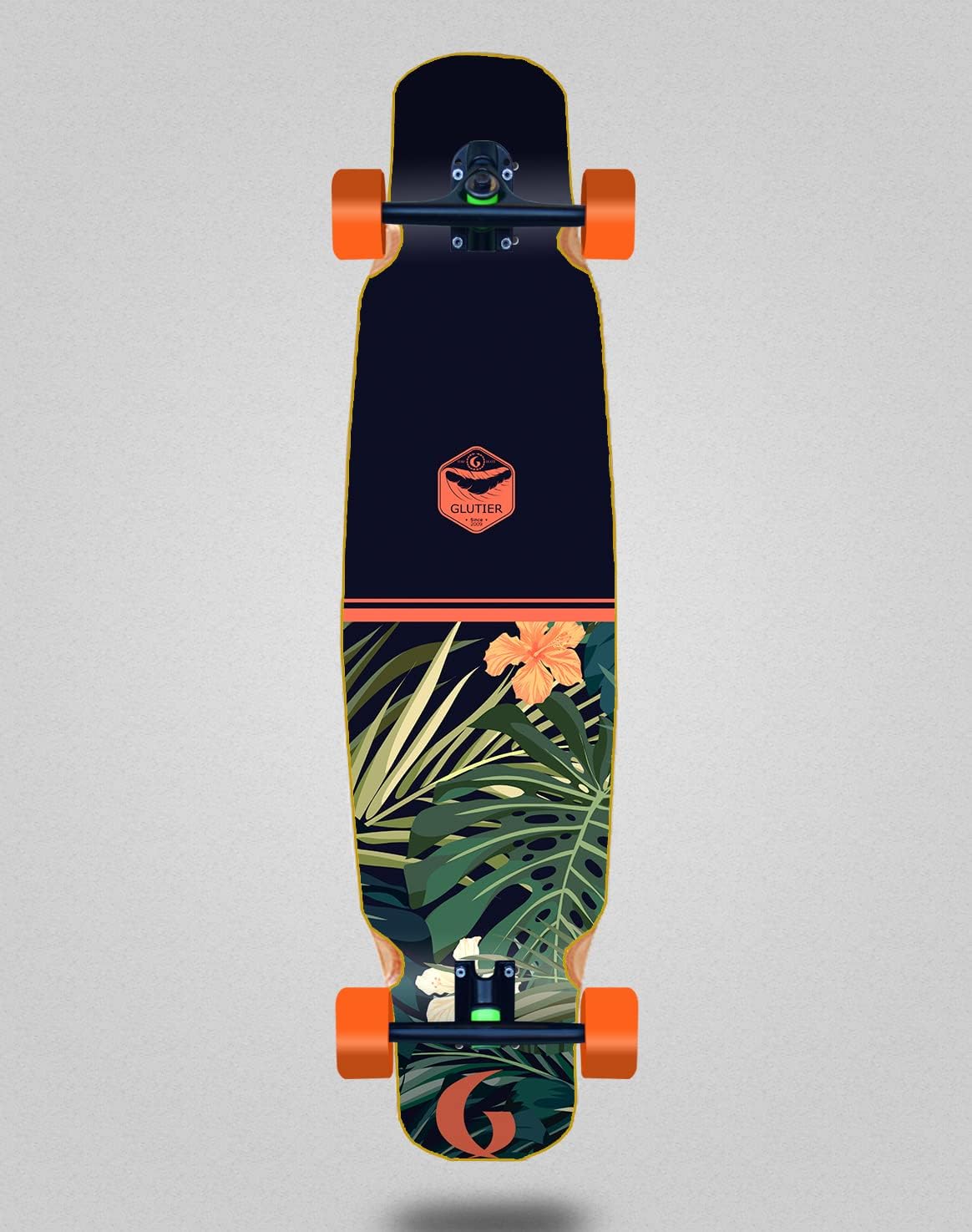 Glutier Skateboard Longboard Complete Mix Bamboo 46x9 Nayarit Orange