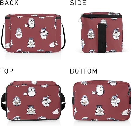 Miniatura 4 de Bolsa de almuerzo aislada con diseño de pingüino para mujer, reutilizable, bolsa cuadrada para comidas para adultos y hombres, lonchera más fresca