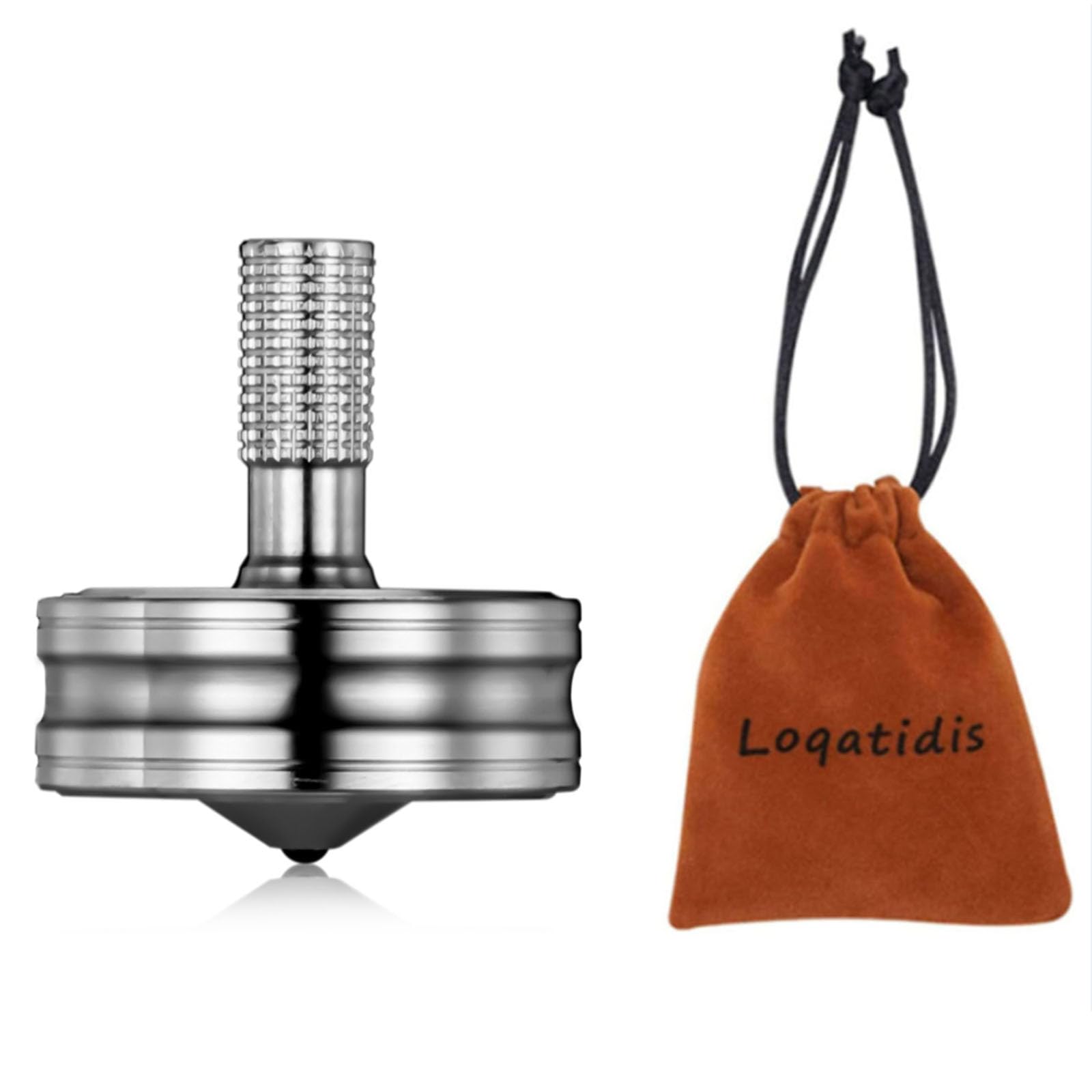 Premium Stainless Steel Spinning Top, Great CNC Machined Made, Perfectly Balanced, Spin Long Time, Easy to Twirl, Time Killer, Kinetic Desktop EDC Fidget Toys (S, Silver)