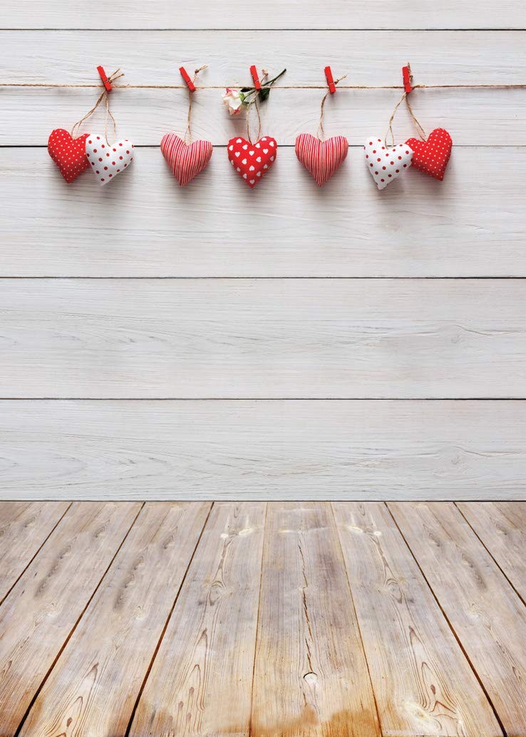 Buy AIIKES 5x7FT Valentine’s Day Backdrops Wood Floor Photography