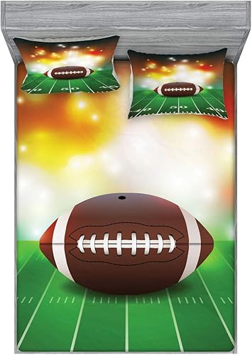 Miniatura 421 de Ambesonne Juego de sábanas bajeras y fundas de almohada occidentales, sombrero de vaquero con temática del salvaje oeste y cuerda de ganadería vieja