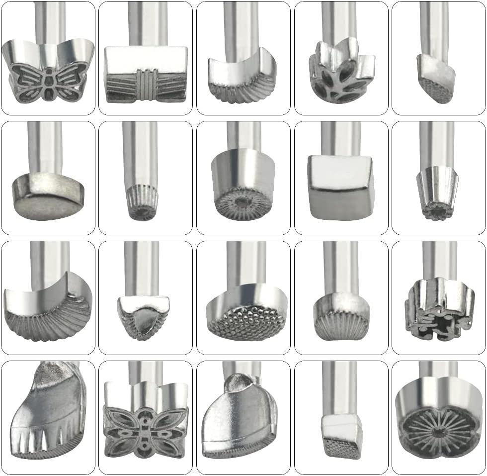 WMYCONGCONG 27 PCS Leather Stamping Tools Leather Carving Working Saddle Making Tools DIY Leather Craft Stamps Set Hammer Swivel Knife for Leather Craft DIY - Image 5