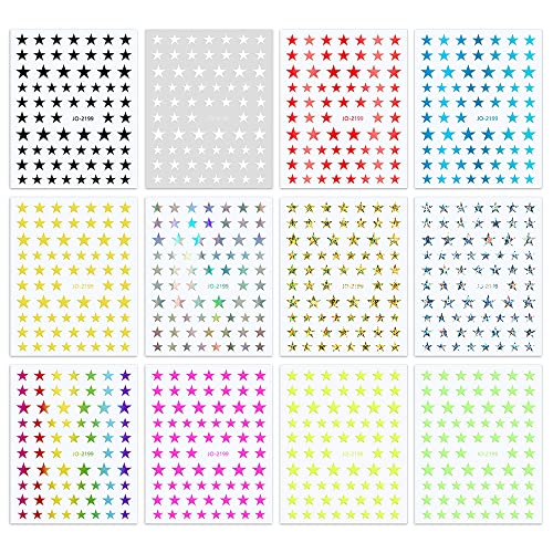 12 Sheet Black White Stars 3D Nail Art Stickers Heart Love Letter Image Transfer Stickers For Nail Self-Adhensive Shiny Silver Gold Slider Decals Manicure Accessories Tips Art Decorations #TOP1