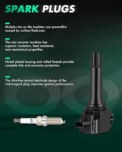 Miniatura 6 de SCITOO 4 bobinas de encendido con 4 bujías de iridio para Subaru Forester Impreza Legacy Crosstrek 13 16 4720106151 4720106140 UF710