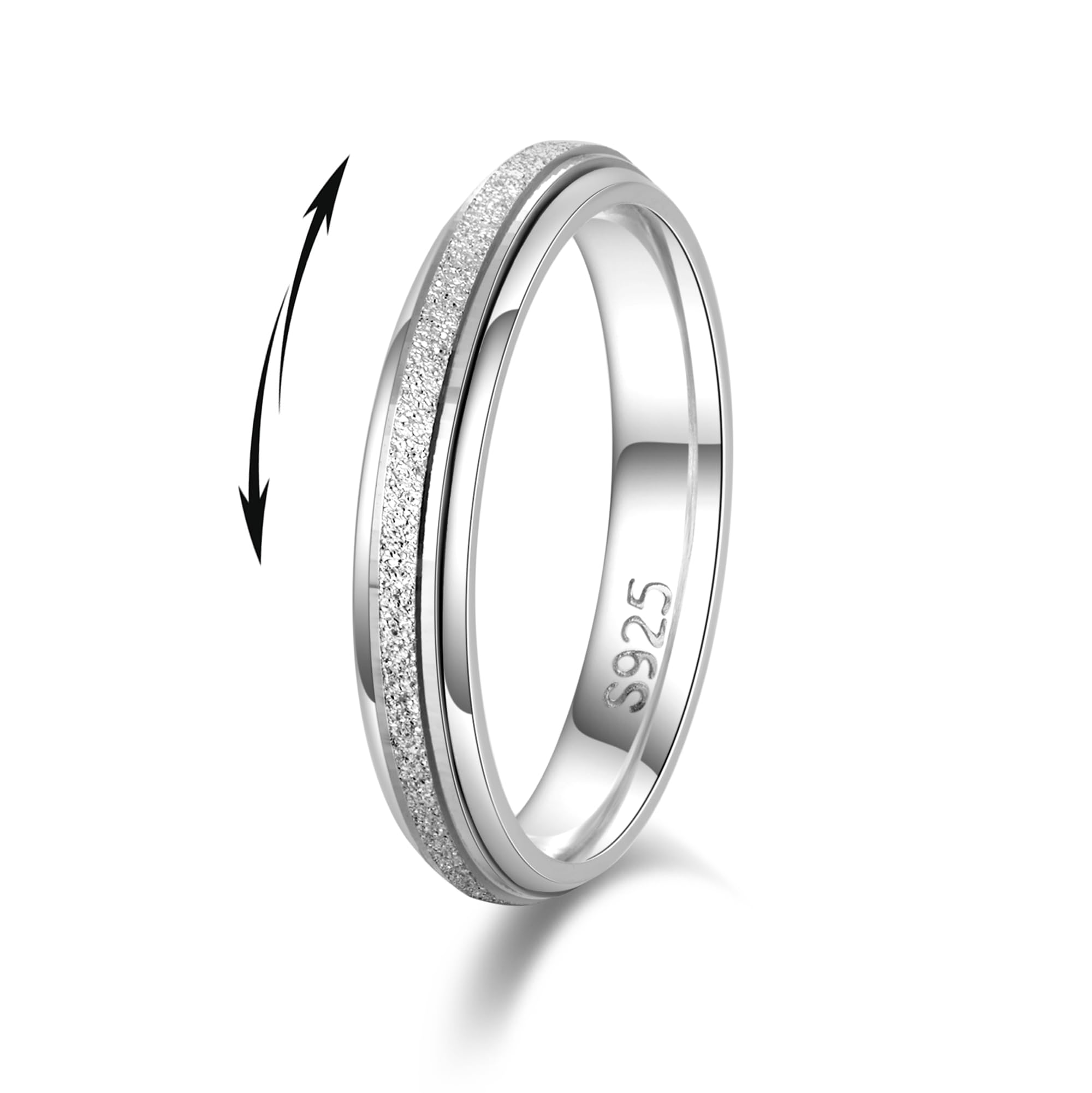 LOFITOR 925 Sterling Silver Fidget Ring