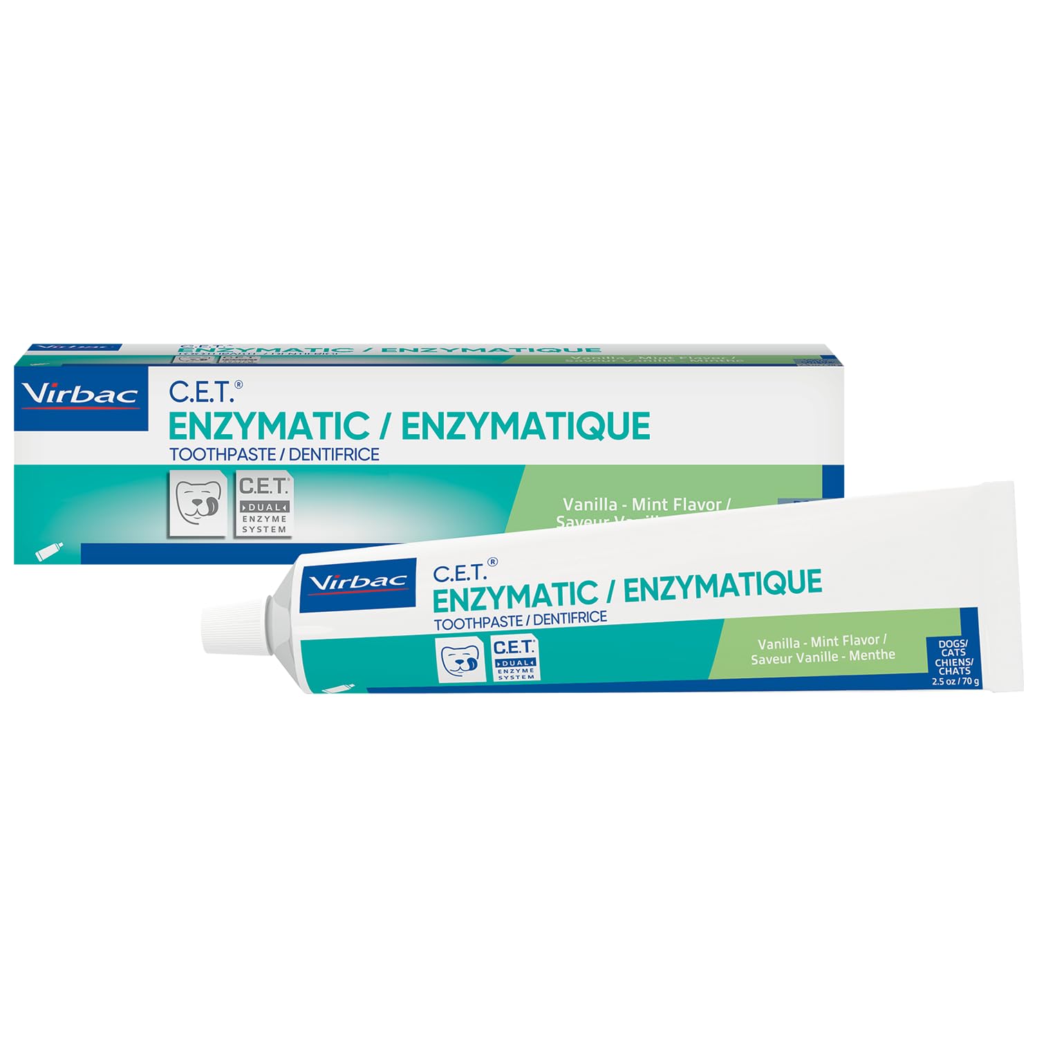 Virbac C.E.T. Enzymatic Toothpaste Eliminates Bad Breath by Removing Plaque and Tartar Buildup Best Pet Dental Care Toothpaste Vanilla Mint Flavor 2.5 Oz Tube