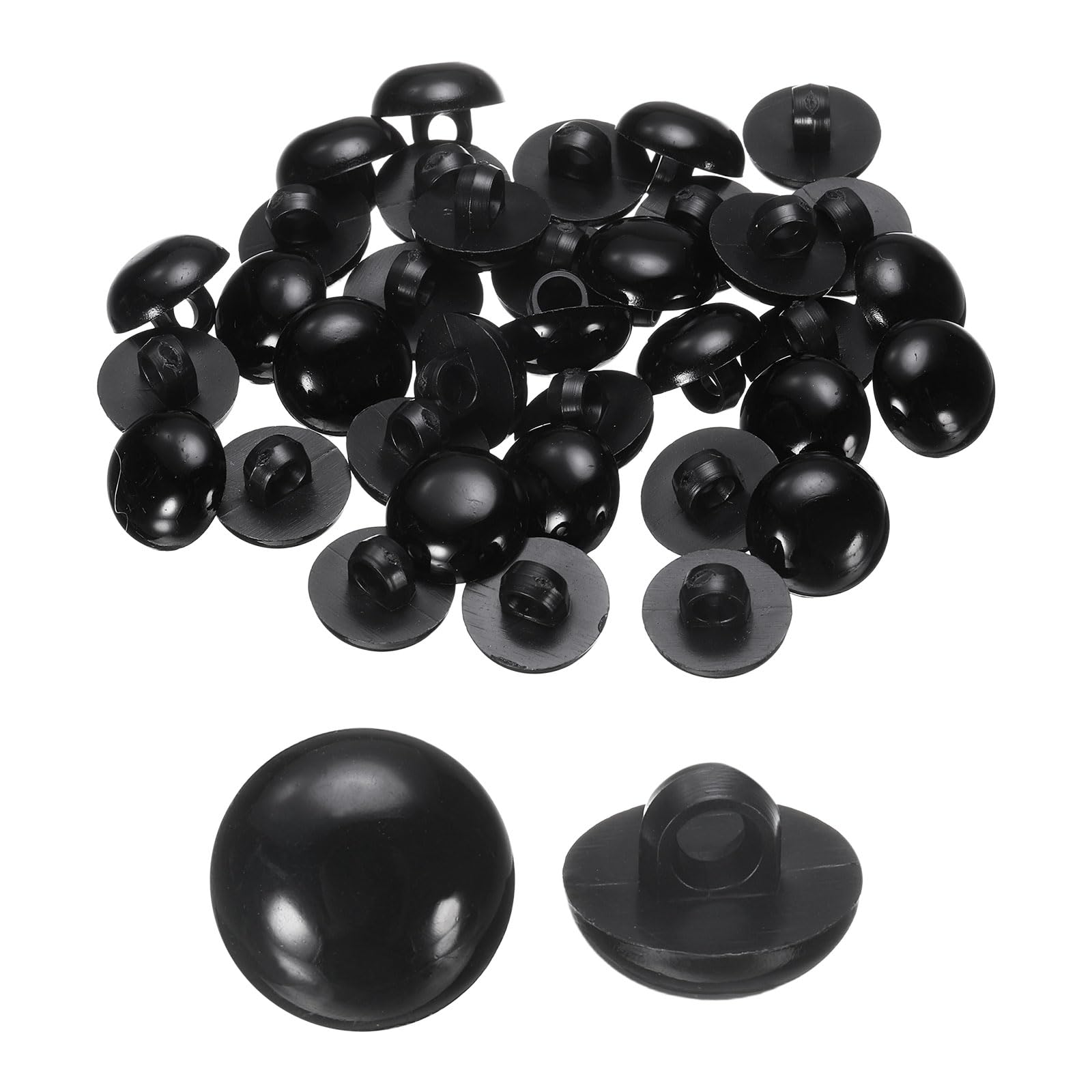 sourcing map 50pcs Plastic Buttons 0.47" (12mm) Mushroom Type Domed Round Sewing Button Craft Sewing Accessories with Shank for Jacket Coat Shirt Wedding Dresses, Black