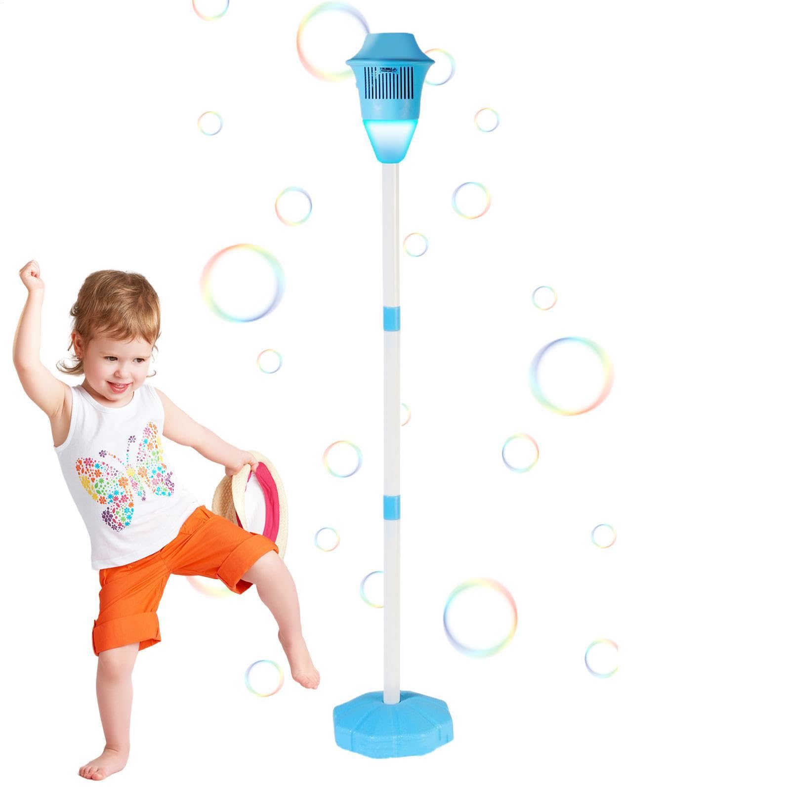Standing Bubble Machine | Bubbles Maker Lamp | Height 47in Automatic Bubbles Machines Outdoor Toys with Lights & Music | Lamp Shape Stand Up Bubble Machine for Kids Birthday Party Gift — view 9