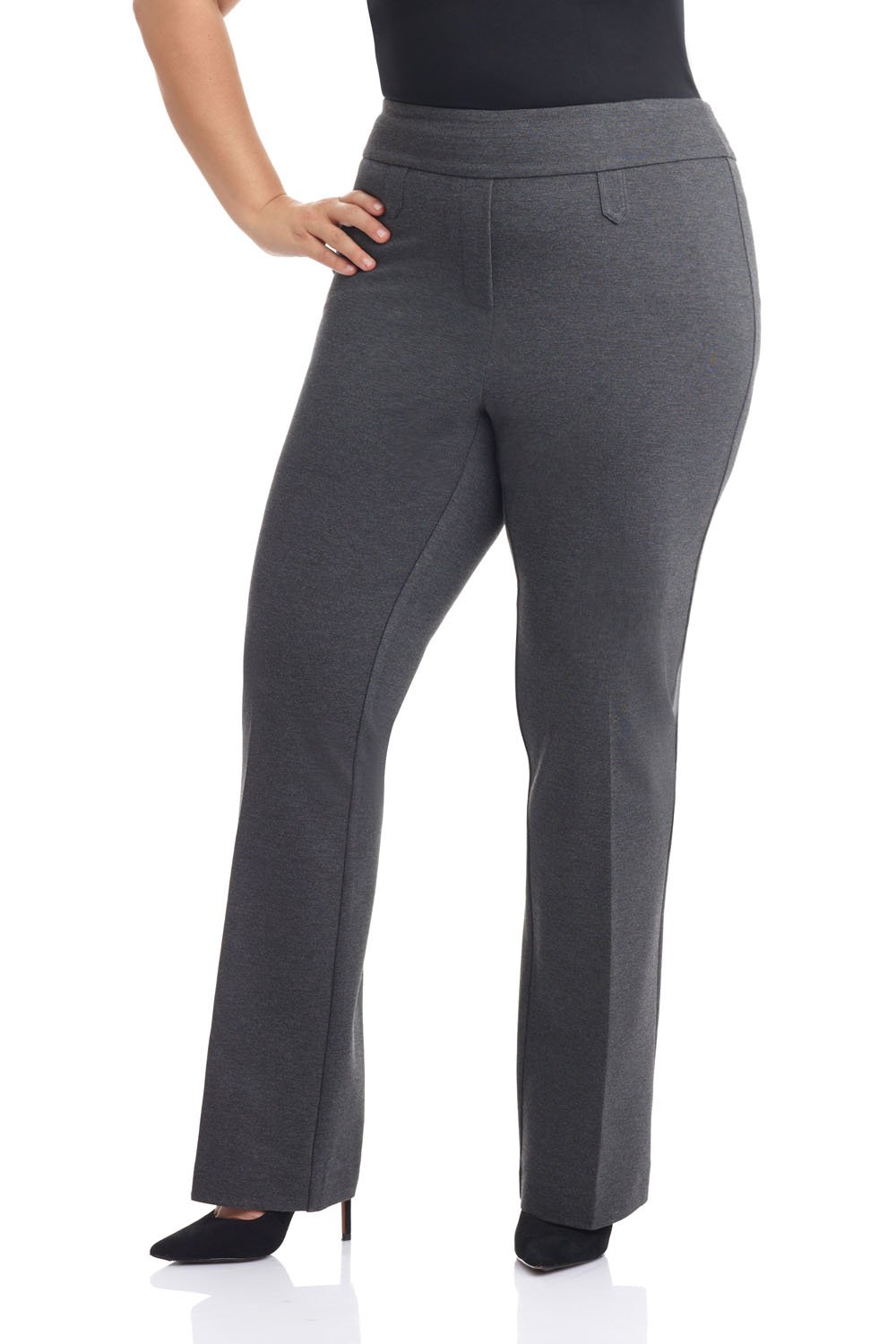 Rekucci Curvy Woman Secret Figure Knit Bootcut Plus Size Pant w Tummy Control